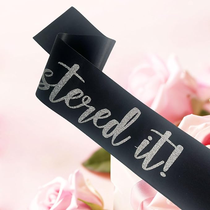 Graduation Mastered It Sash Class of 2025 Glitter Satin Sash for Masters Congrats Grad Decorations Grad Party Supplies,Black Silver