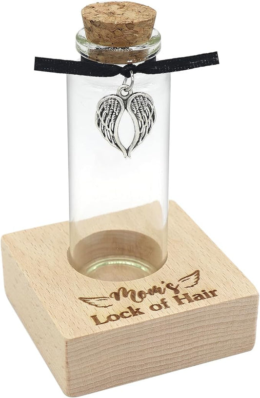 Personalized Loss of Loved One Photo Frame Memorial，Custom lock of Hair Keepsake Jar,Remembrance，Bereavement,Sympathy Gift for Lost Mom, Dad， Friends, Sisters, Grandparents(mom)