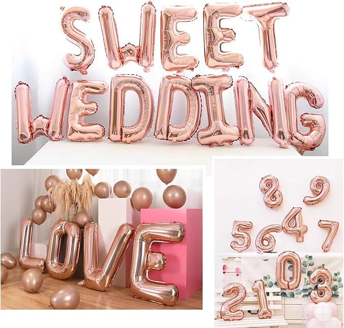[85 PCS] 16" Foil Personalized Name Happy Birthday Balloons Letters, Mylar Aluminum Custom Name and Age Letter Balloons, 2 Sets A- Z & 0-9 for Birthday Party Graduation, Mother's Day Event (Rose)