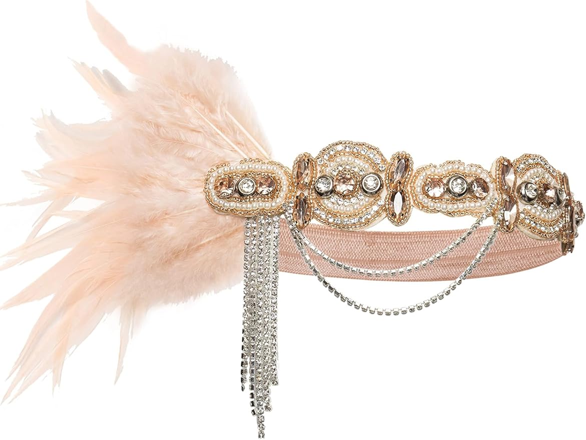 BABEYOND 1920s Flapper Accessories Gatsby Costume Accessories Set 20s Flapper Headband Pearl Necklace Gloves