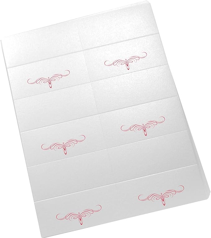 Decadent Flourish Printable Place Cards, Ruby Red (Choose Color), Set of 60 (10 Sheets), Laser & Inkjet Printers - Wedding, Party, Dinner, and Special Events - Made in the USA