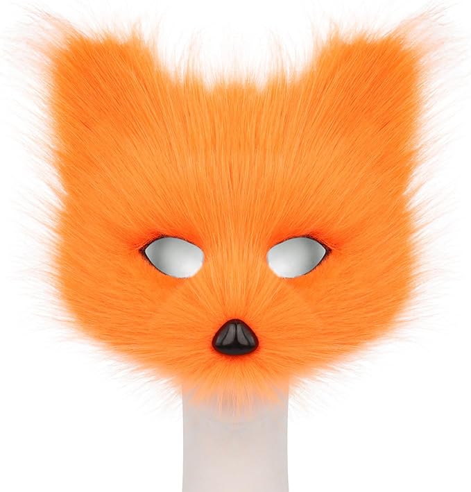 Animal Fox Wolf Mask Halloween Party Cosplay Costumes Props Plush Cat Half Face Masks Carnival Christmas Masquerade