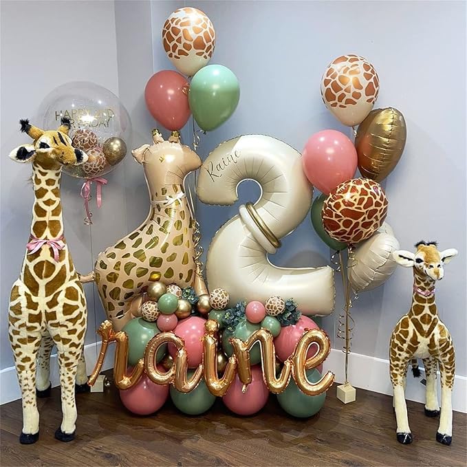 Beige Number 5 Balloon for Girls Boys, 40 Inch Large Cream Number 0-9 Foil Mylar Helium Digital Balloons Set for Women Men Birthday Graduation Anniversary Party Decorations Celebration Supplies