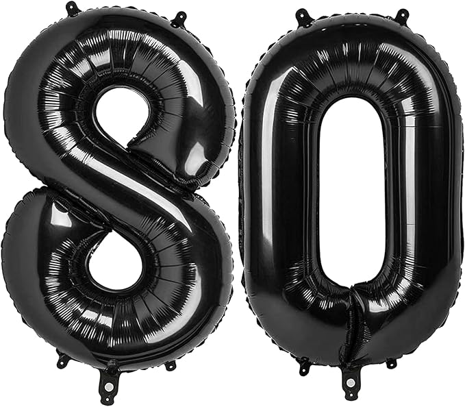 Black Number 80 Balloon - 40 Inch, Birthday Party Decorations, Anniversary & Graduation Supplies