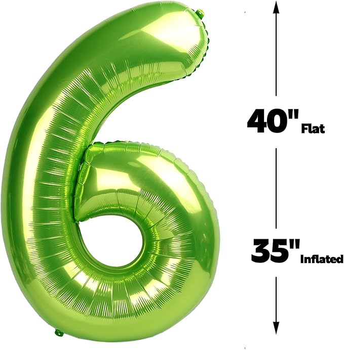 2026 Light Green 40 Inch Mylar Foil Number 6 Balloon, Birthday Balloons for 6 16 Boy Girl Party Decorations Supplies,Light Green Big Helium Balloon Numbers for 26 36 46 60 Men Women Anniversary