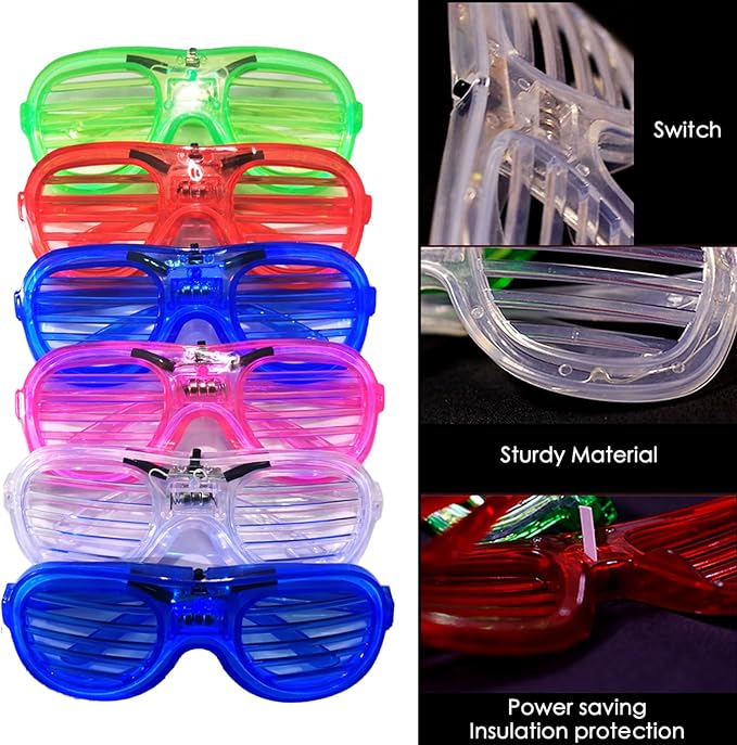 35 Packs LED Glasses 5 Neon Colors glow in the dark party supplies Favor for Kids Adult Glow sticks Light Up Glasses fit Holiday Birthday Valentine's Day and Halloween Party Supplies Cosplay Christmas