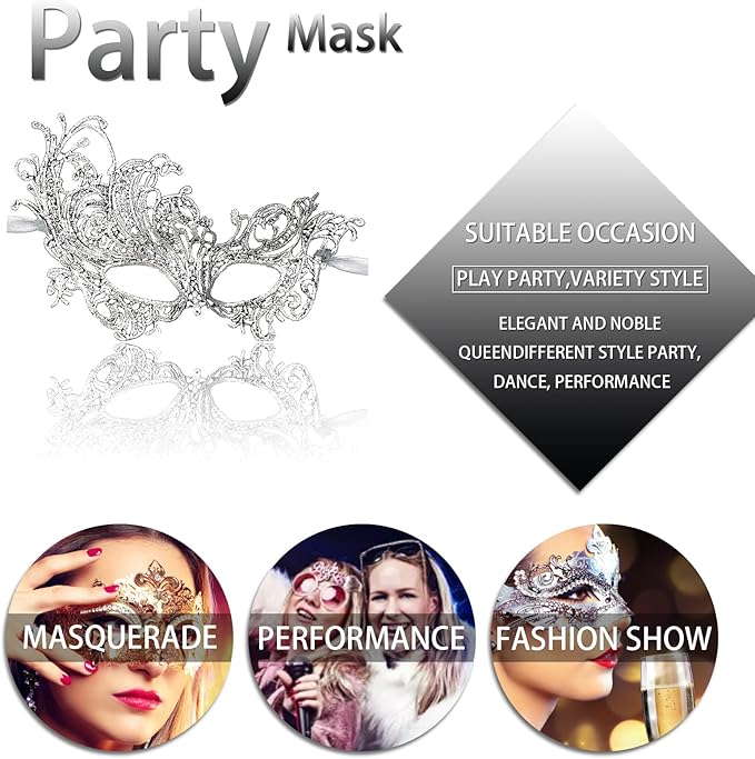IncreDecor Couple Masquerade Lace Mask Set, Fit for Women and Men Venetian Halloween Masks, Specially for Costume, Mardi Gras