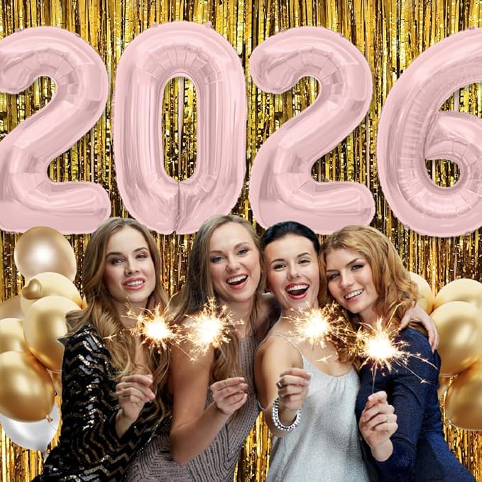 2026 Balloons Number Balloons 2026 Balloon Numbers, 40 Inch Foil Number Balloon for New Year Eve Festival Christmas Birthday Wedding Anniversary Party Supplies, New Years Decorations Rose Gold