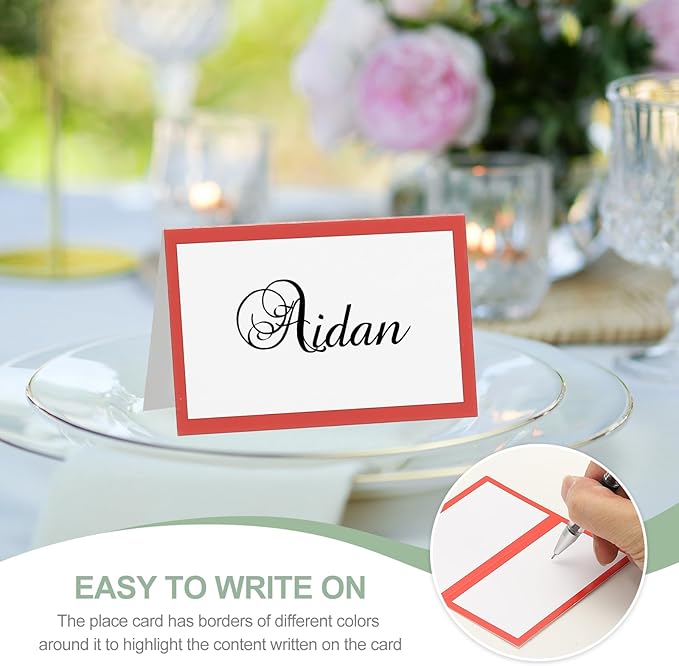 PATIKIL 50Pcs Table Place Cards, 3.5 x 2 Inches Blank Name Place Cards for Table Setting Wedding Reception Buffet, Pink