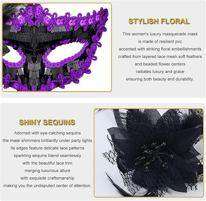 Couple Masquerade Masks for Women Men Venetian Masks for Halloween Carnival Costume Party Prom Ball
