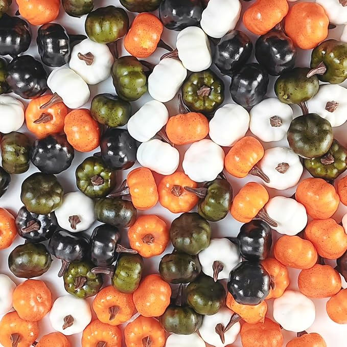 TIHOOD 20PCS Mini Artificial Pumpkins, Fall Harvest Simulation Pumpkins Decor Fake Fruit Home Decor for Halloween Thanksgiving Party Decorations (White)