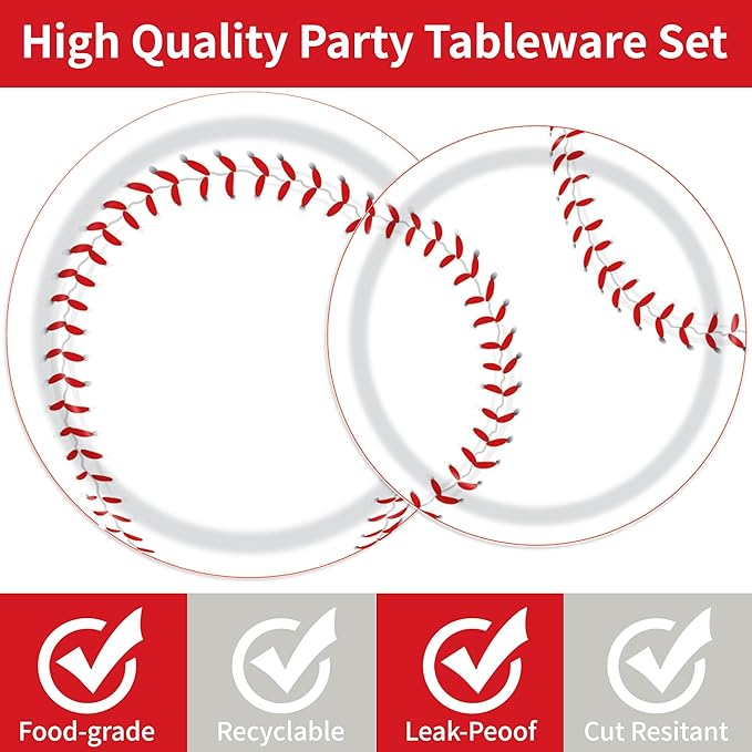 140 Pcs Baseball Party Supplies Bundle Paper Plates Napkins Baseball Themed Birthday Party Supplies Decorations Baseball Favors For Girls Serves 20 Guests