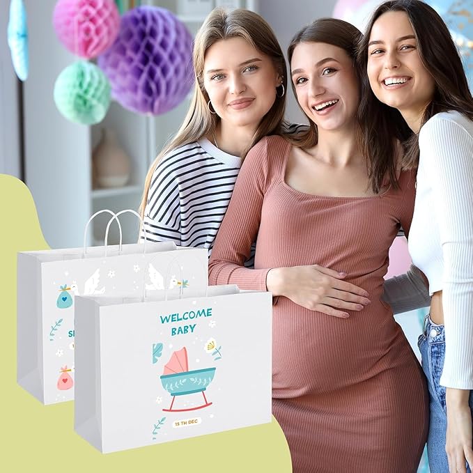 MESHA Gift Paper Bags 400 PACK 16x6x12 Inch White Large Shopping Kraft Bags Bulk with Handles Reusable for Business,Grocery,Birthday,Wedding,Kids Party,Favors