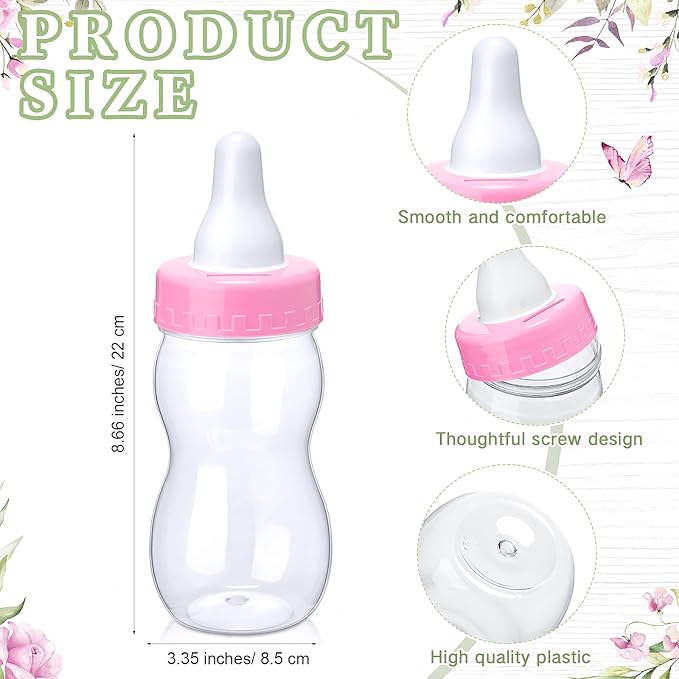 Roowest 512 Pcs Baby Shower Games Guess How Many Pacifiers Sign 100 Small Guessing Games 10 HB Pencils 750ml Milk Bottle 400 Acrylic Pacifiers Decoration for Guest Gender Reveal(Pink,Butterfly)