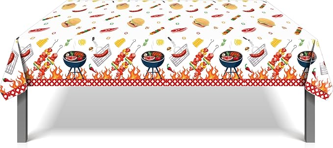 3 Pcs BBQ Tablecloth Plastic Table Covers BBQ Tablecloth Disposable Table Cover BBQ Table Cover for Kitchen Home Decor, 54x87In