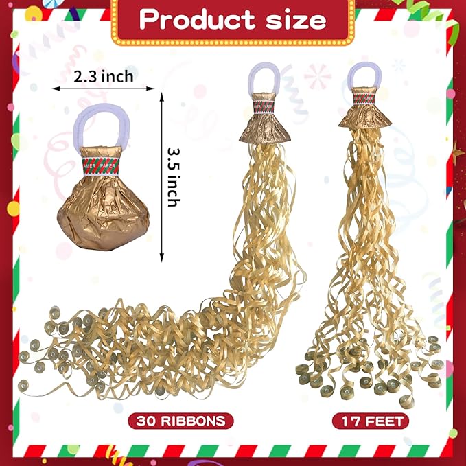 Streamer Poppers 12 Pack Golden, Confetti Streamers No Mess Party Poppers, Hand Thrown Streamers for Weddings Birthdays Events, Quiet Easy Cleanup (Golden, 12Pack)