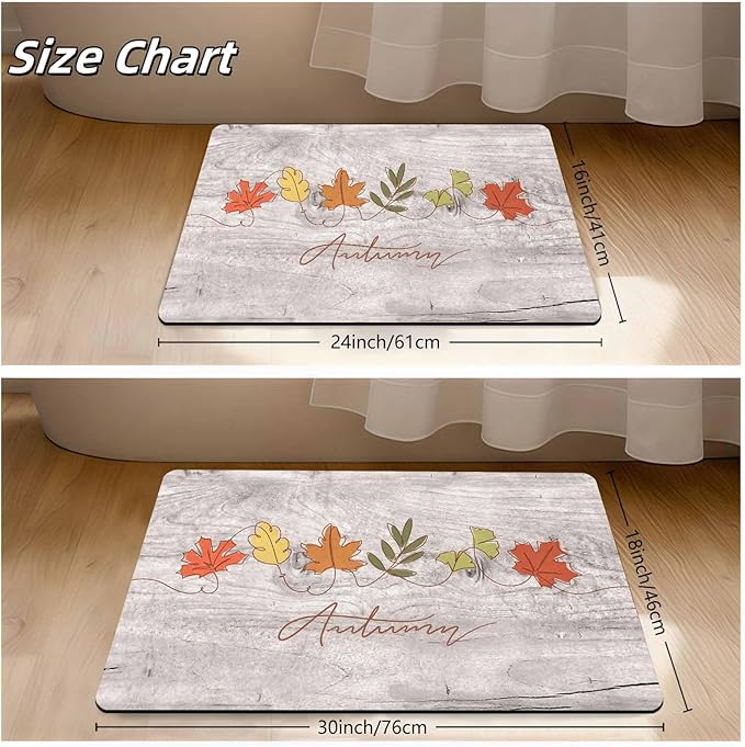 Fall Maple Leaves Door Mat, Autumn Maple Leafs Welcome Mat Non-Slip Entr Doormat Floor Mats Indoor Outdoor Home Living Room Kitchen Autumn Harvest Vintage Thanksiving Fall Decoration