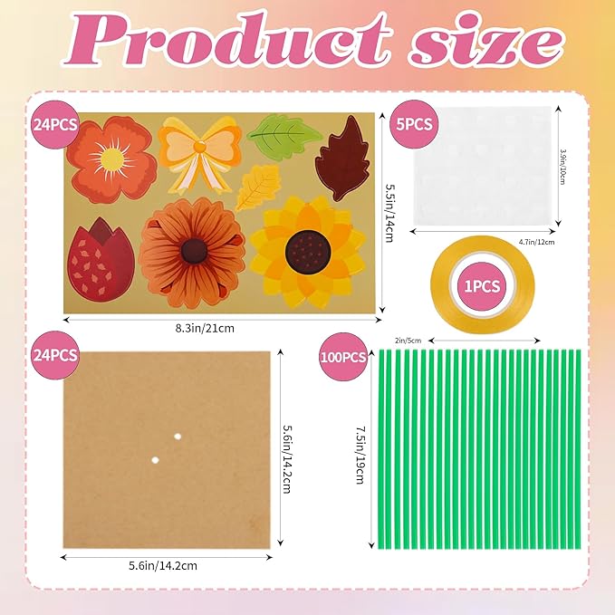 FOIMAS 24 Pack Fall Flower Bouquet Paper Craft Sunflower Fall Leaves Bouquet Make Your Own Bouquet Crafts for Fall Thanksgiving Craft Supply