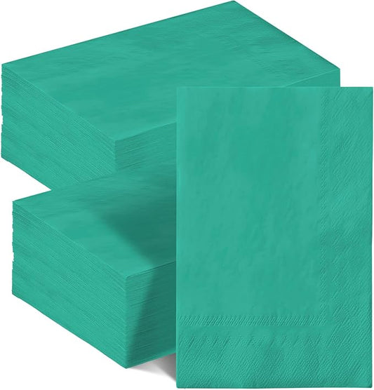 qiqee Teal Blue Paper Napkins 13 * 16inch Guest Paper Disposable Towels Napkin Paper Hand Towels for Wedding, Dinner, Birthday Party, Dessert Cocktail ＆ Kitchen Napkins（ 120 Count）