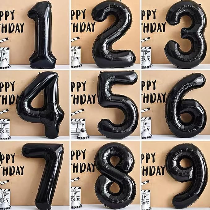 Black 40 Number Balloons Giant Jumbo Number 40 Foil Mylar Balloons for Women Men 40th Birthday Party Decorations 40 Anniversary Events Supplies