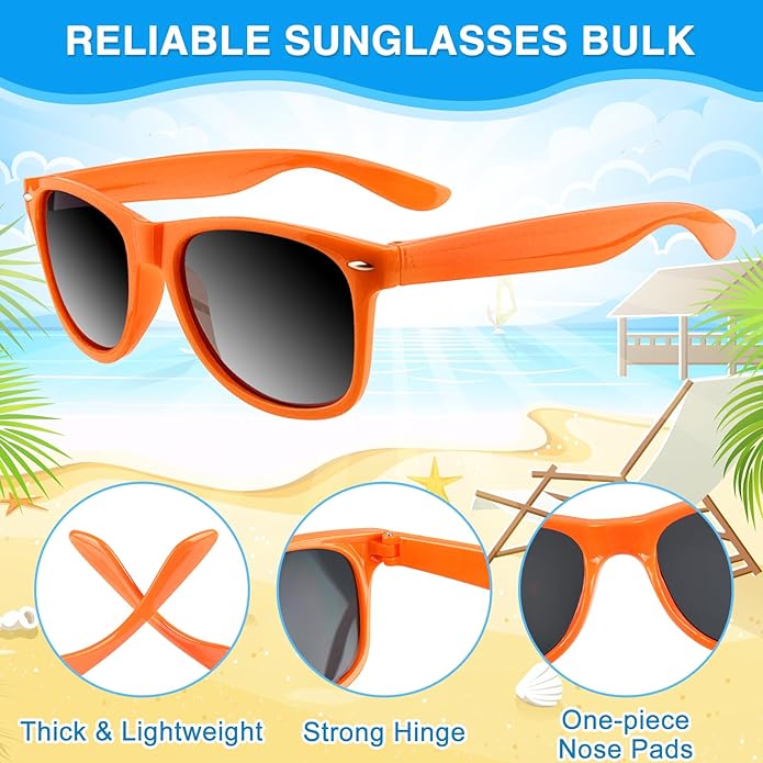 MEEZY 20/30/50/100Pcs Neon Sunglasses Bulk, Party Sunglass for Goody Bag Fillers Birthday Summer Beach Party Favors