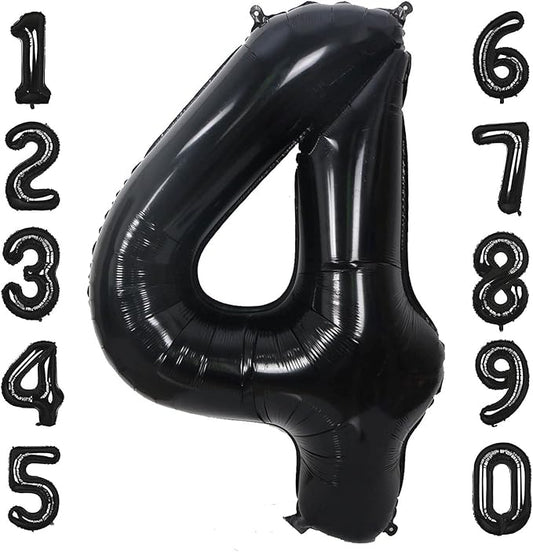 40 Inch Black Number 4 Balloons Helium Giant Black 4 Balloons for Birthday Party Decorations Anniversary Baby Shower Photo Shoot Supplies