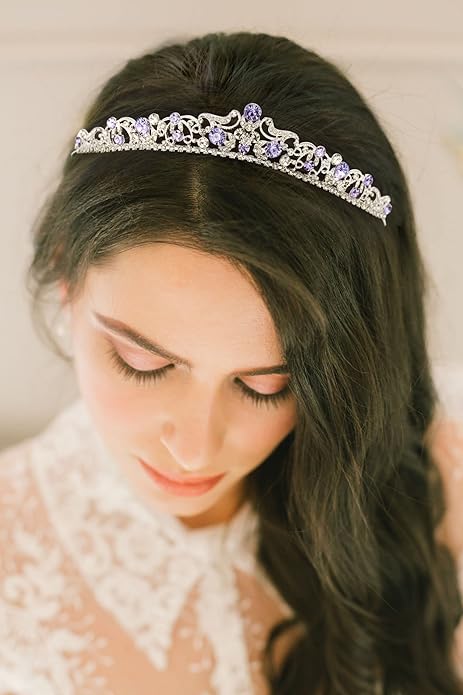 SWEETV Wedding Tiaras and Crowns, Rhinestone Bridal Crown Princess Tiara Headpieces for Women and Flower Girls, Bridgerton Hair Accessories for Birthday Prom Quinceanera