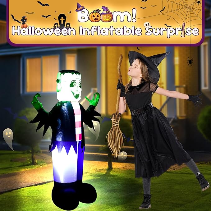 3.5FT Monster Halloween Inflatable Decorations Halloween Parties Holiday Decor Blow Up Decorations with LED Lights Indoor Outdoor Yard Graden Decor