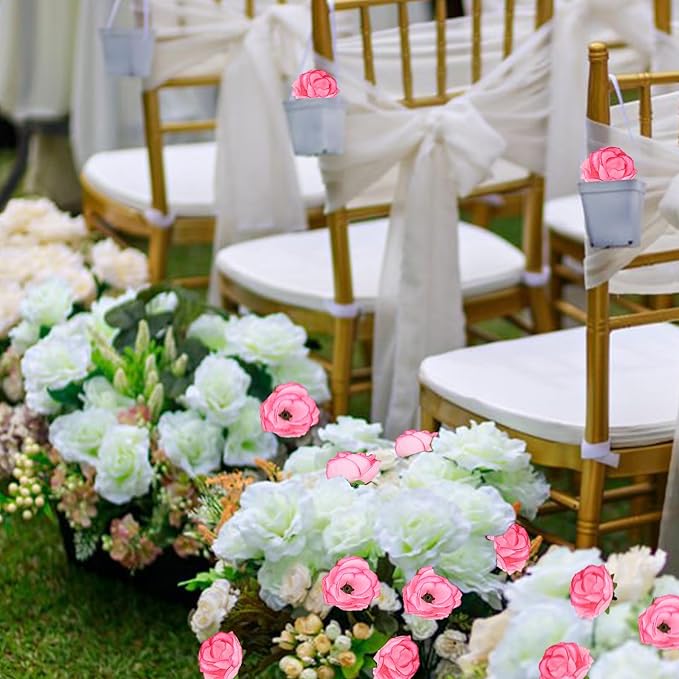 100pcs 1.3 Inch Pink Roses Artificial Flowers Silk Mini Pink Roses Head Bulk Fake Pink Rose for Wedding Party DIY Centerpieces Decor