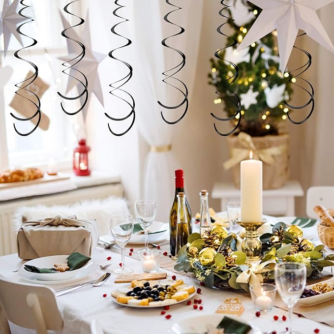 30 Pcs Black Hanging Swirls Party Decorations 30 pcs Party Streamers Decorations for Ceiling