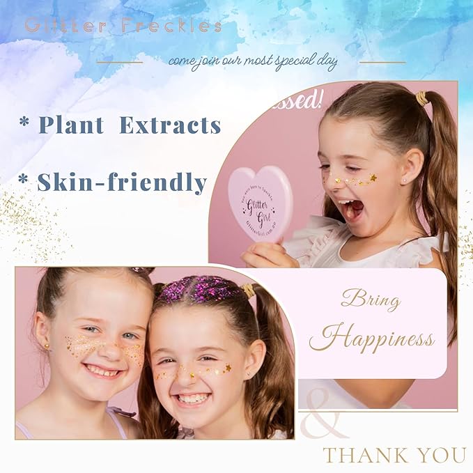Glitter Freckles, 30 Pcs Sparkle Glitter Freckles Face Tattoo for Women Girls Holographic Temporary Face Tattoos Concert Festival Rave Accessories (Holographic)