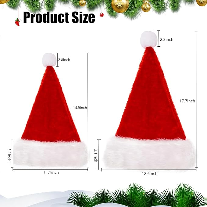 Ulico Custom Christmas Hat, Personalized Santa Hat Embroidered with Name for Kids Adults，Xmas Holiday Christmas New Year