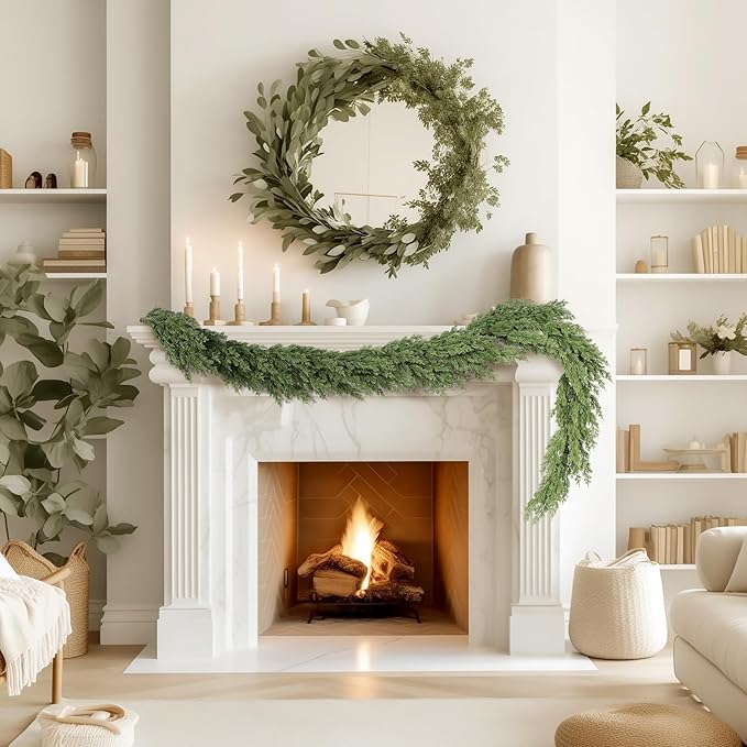 WBHome Real Touch Pinus Garland for Christmas Holiday Seasonal Outdoor/Indoor Home Decor, 6FT Long