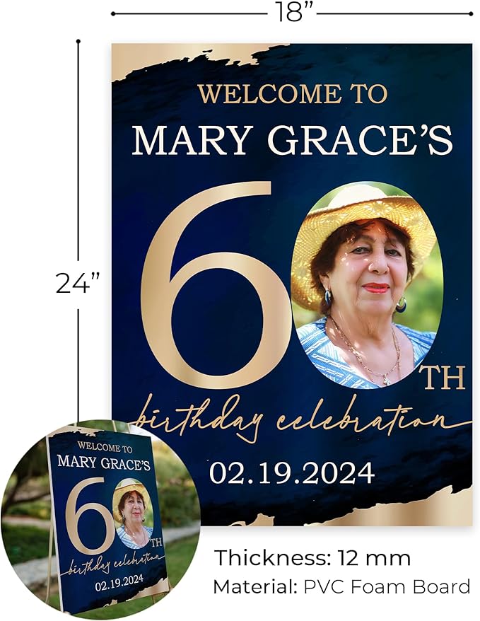 18"x24" Custom Welcome Sign for Party, Personalized Welcome Sign for Birthday Party, Custom Sign in Acrylic, Foam Board, or Coroplast Welcome Signs B (Design J)