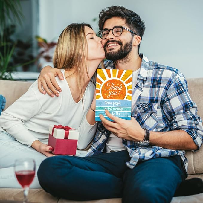 Thank You Card - Sunrise & Ocean Design Premium Greeting Card Suitable Appreciation Gift for Friends, Coworkers, Farewells or Just Because, (5.5x8 Inch Envelope Included)
