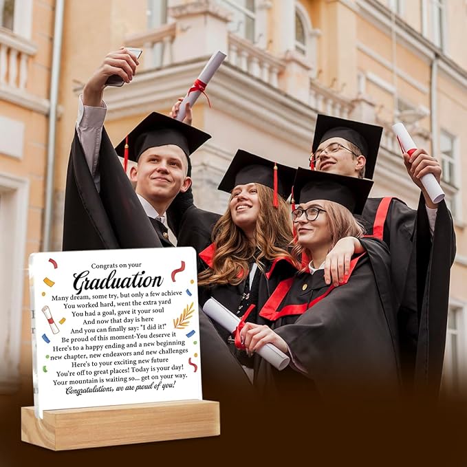 Graduation Gifts for Her Him Girls Boys Congratulations Gifts from Parents Grandparents Friends to College High School Master Graduates Acrylic Sign Decoration Gift 4 x 4 Inches