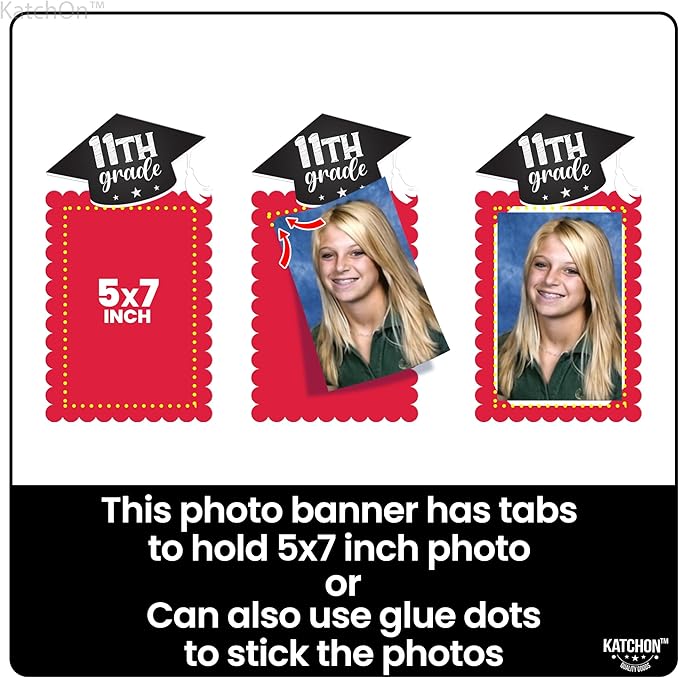 KatchOn, K-12 Graduation Photo Banner 5x7 - Large, 10 Feet | graduation Picture Banner for Yellow and Red Grad Party Decorations 2025 | Grad Backdrop for Graduation Decorations 2025