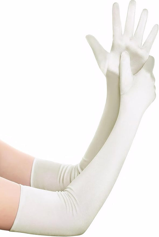 BABEYOND Long Opera Party 1920s Satin Tea Party Gloves Costume Stretchy Adult Size Elbow Length Bridal Gloves
