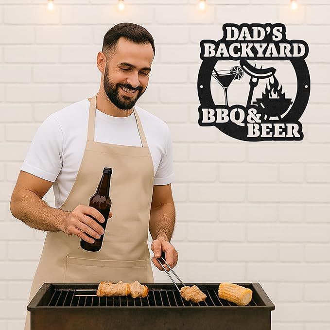 Custom BBQ Metal Sign Personalized Grill Name Wall Art for Outdoor Kitchen Patio Backyard Decor Fathers Gift for Dad Grandpa Husband Barbecue Smoker Area Sign, Grilling Lover Gifts 06