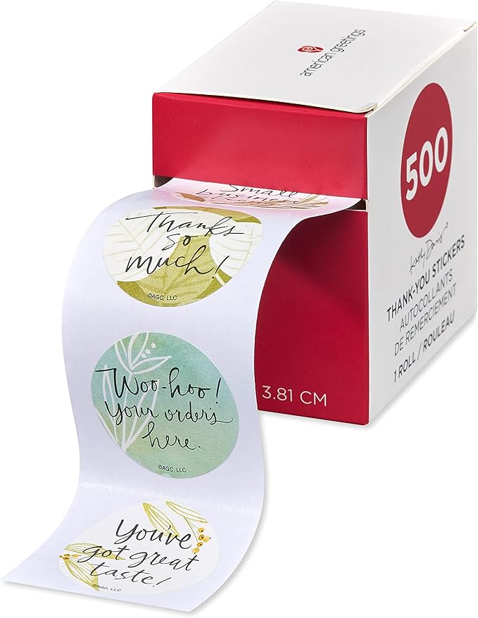 American Greetings Small Business Thank You Stickers or Seals, Kathy Davis Design (500-Count)