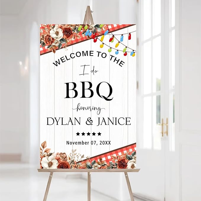 Personalized Welcome To The I Do BBQ Party Sign, I Do BBQ Welcome Sign For Engagement & Couples Shower Party, Welcome Sign For BBQ Rehearsal Dinner, BBQ Signs For Outside, I Do BBQ Decorations