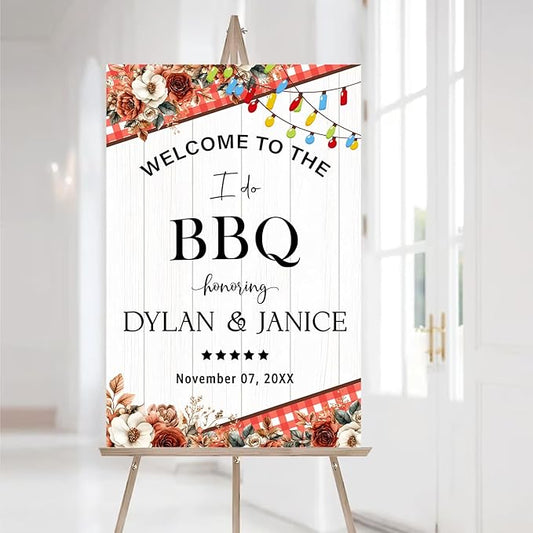 Personalized Welcome To The I Do BBQ Party Sign, I Do BBQ Welcome Sign For Engagement & Couples Shower Party, Welcome Sign For BBQ Rehearsal Dinner, BBQ Signs For Outside, I Do BBQ Decorations