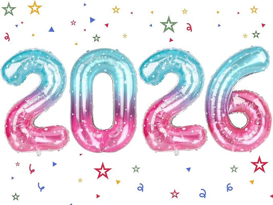 2026 Balloon - Starry Sky Birthday Number Balloons, 40 Inch Large Foil Balloons for Men Women Boys Girls Starry Sky Themed Birthday Decorations，Number 2026 Balloon