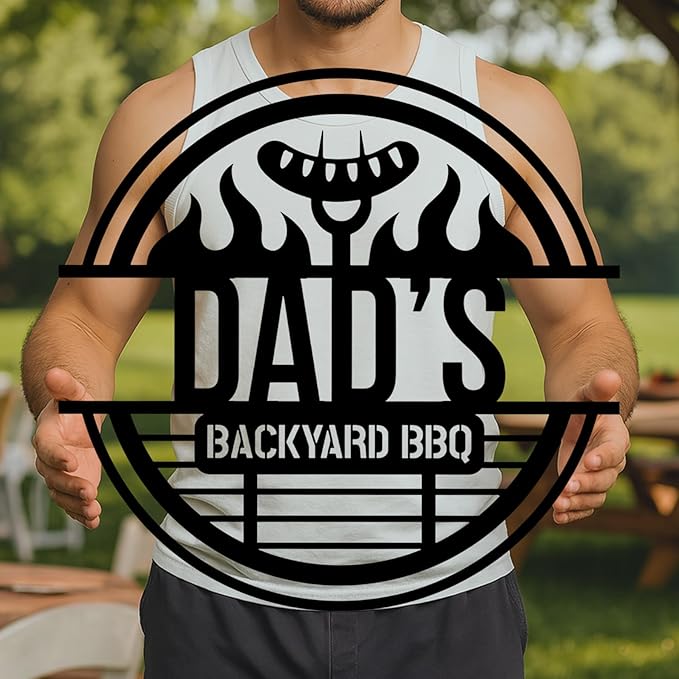 Custom BBQ Grill Metal Sign, Personalized Backyard Bar & Kitchen Wall Art, Outdoor Patio Decor, Custom BBQ Welcome Sign, Dad Gifts, Grandpa Grill Sign, Housewarming Present, Man Cave Metal Sign