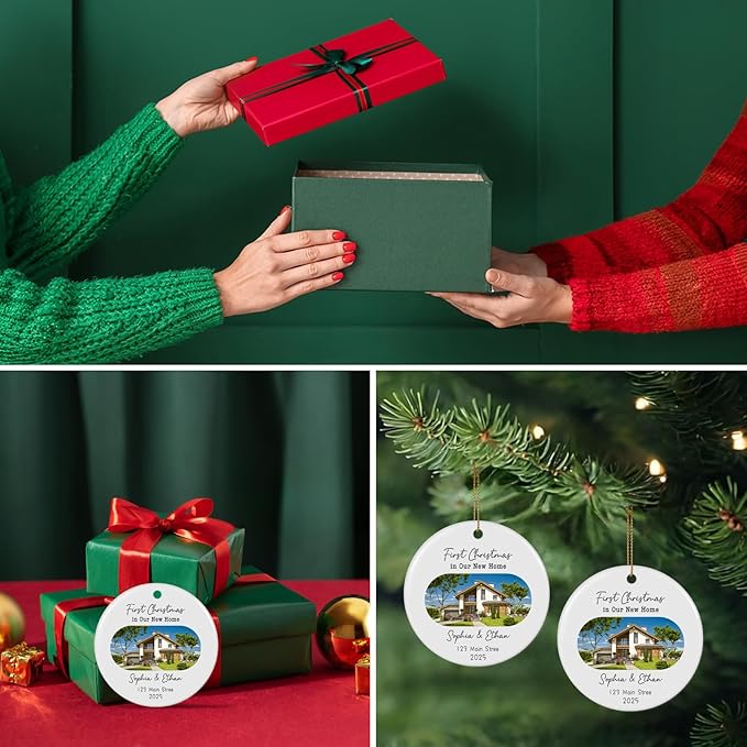 Personalized First Christmas in Our New Home Ornament 2025, Housewarming Gifts New House Photo Christmas Ornaments Christmas Tree Decoration, House Warming Gifts for Couples Owners Men Women