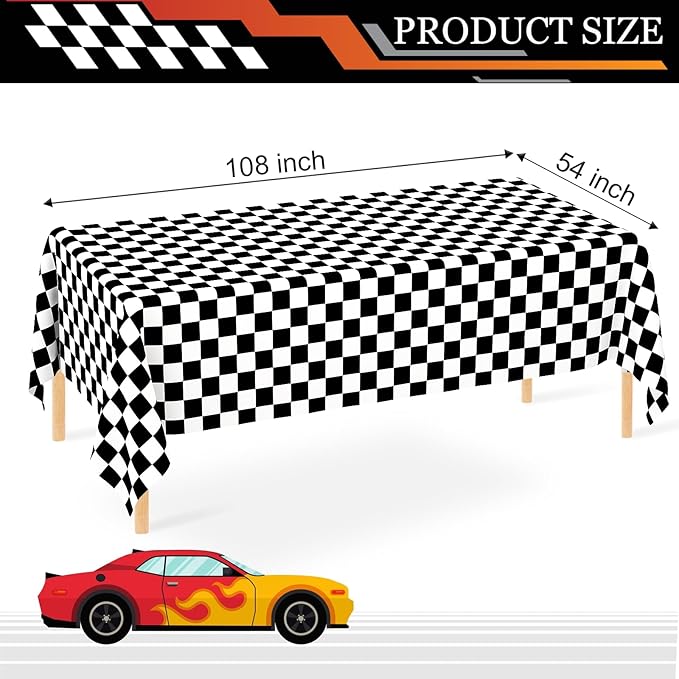 4 Pack Black and White Gingham Tablecloth Rectangular Buffalo Checkered Tablecloths Disposable Plastic Plaid Table Cover for Parties, Outdoor Picnic, Birthday, Wedding, Camping 54 × 108 Inch