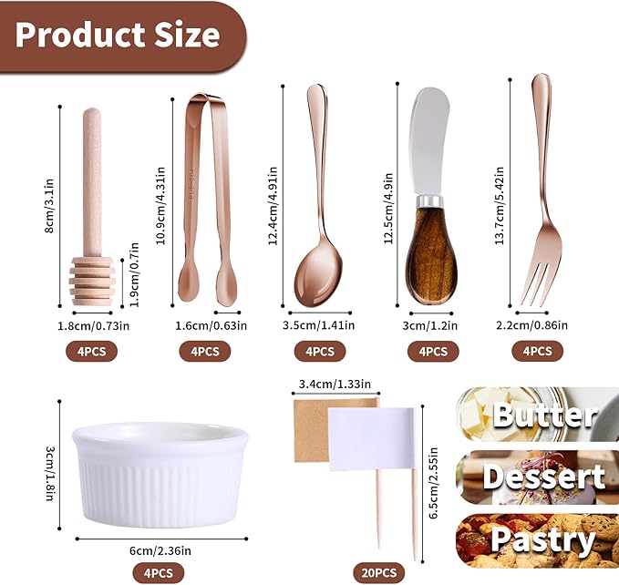 Charcuterie Accessories(25 Psc), Cheese Spreaders For Charcuterie Board, Mini Serving Spoons, Blank Toothpick Flags, Bowl For Christmas Pastry Making, forks And Mini Serving Tongs