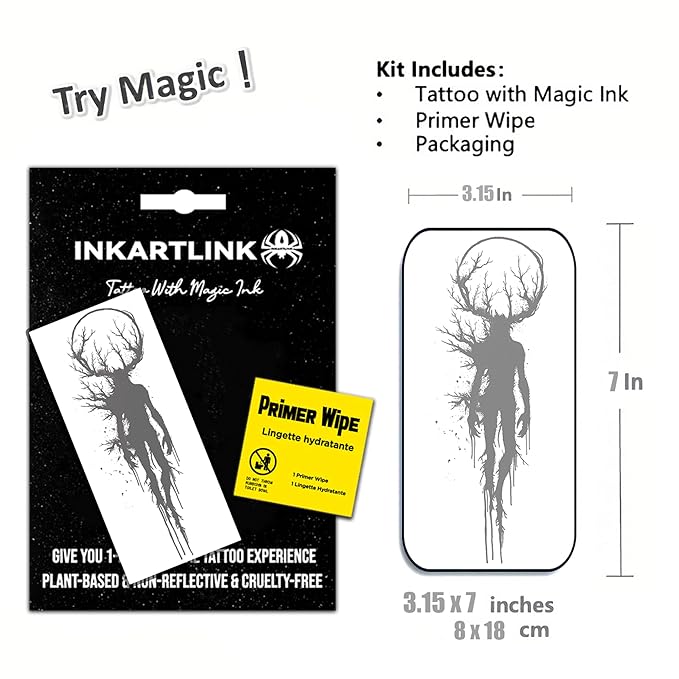 INKARTLINK Semi Permanent Tattoo, Temporary Tattoo, Beautiful and Realistic Design, Fun Tattoo Experience, Cruelty-free, Non-reflective, Waterproof (Devil's Tree)