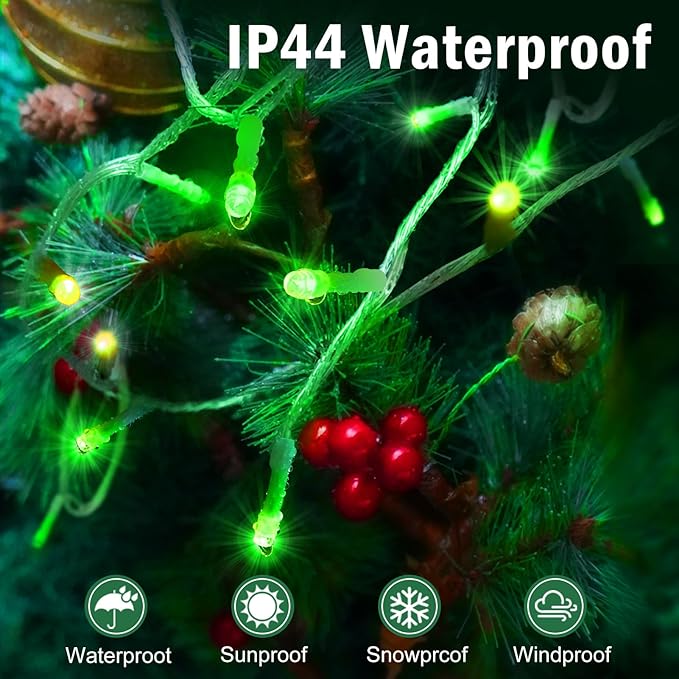 SAUIRS 197FT 500 LED Christmas Lights Outdoor String Lights with 8 Modes Timer Waterproof Fairy Light Plug in for Outside Indoor Party Xmas Palm Tree Yard Wedding Decorations(Green)