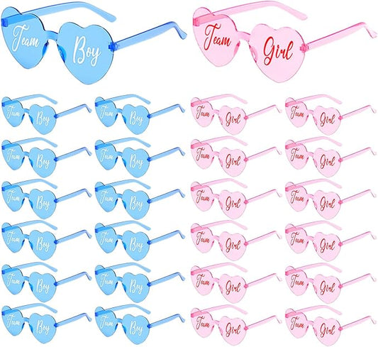 Pibupibu 24 Pcs Gender Reveal Glasses Blue Pink Sunglasses Bulk Team Girl or Boy for Gender Reveal Decor Glasses Party Favors
